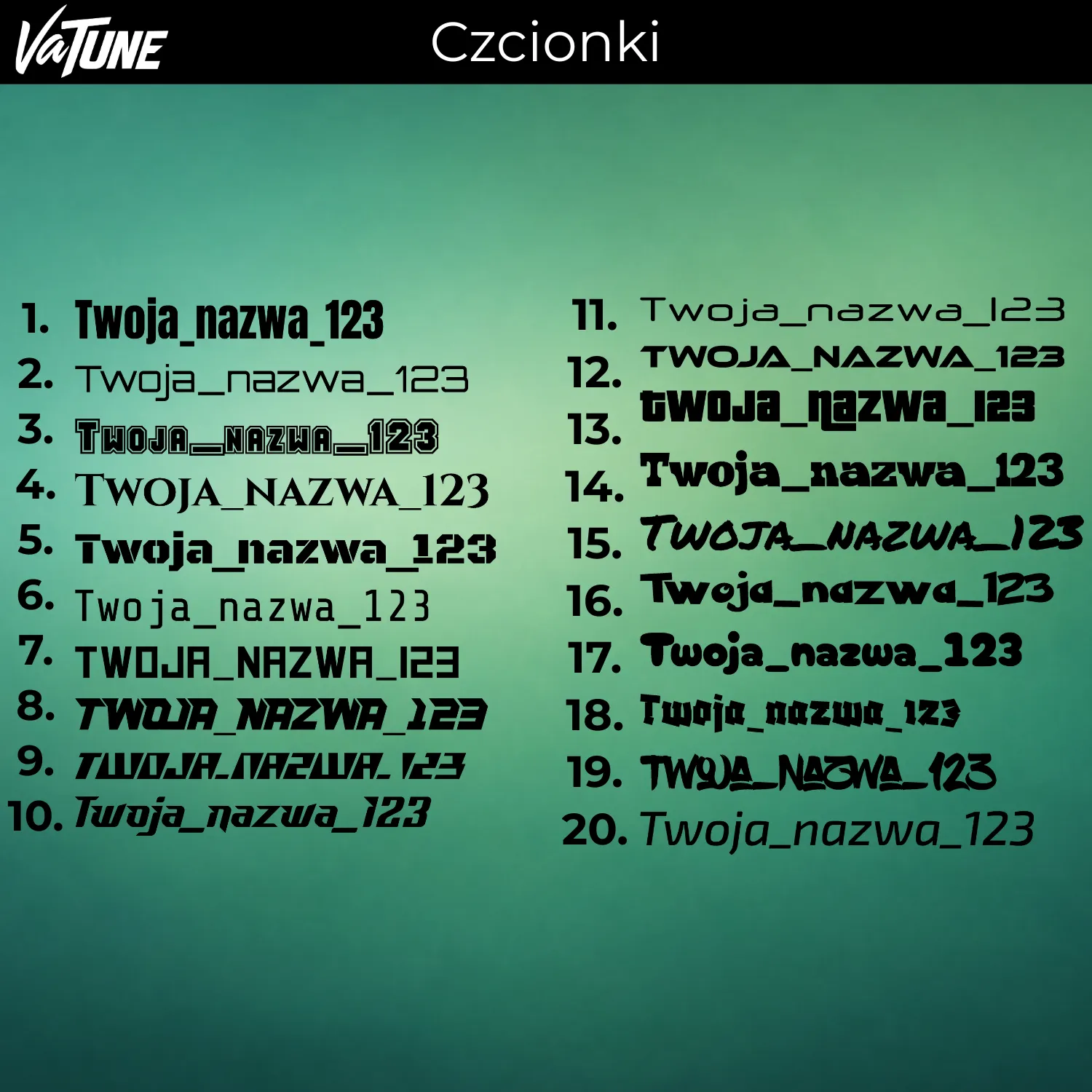 czcionki VaTUNE